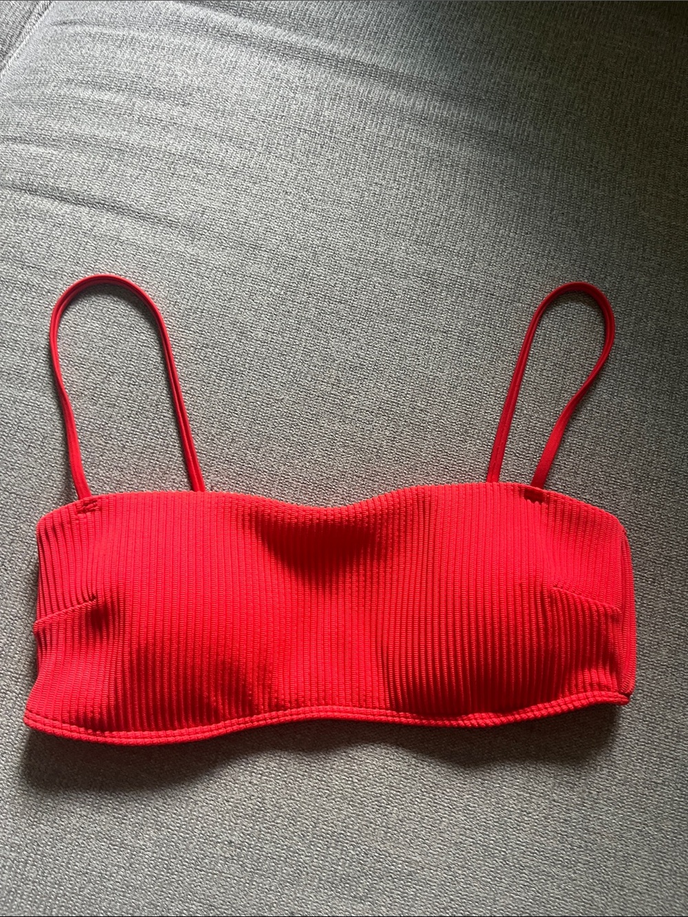 Hollister Ribbed Bandeau Bikini Top with Straps